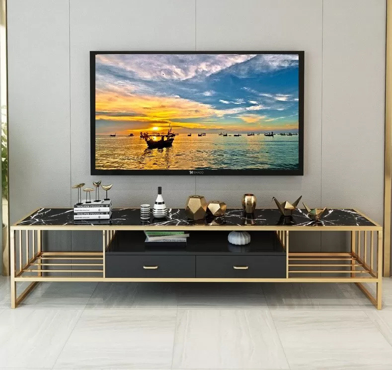 Hotel 3 Drawer TV Cabinet 200*40*45cm Marble Top TV Stand